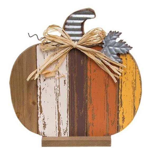 CWI Other - NEW! Harvest Wooden Slat Pumpkin on Stand